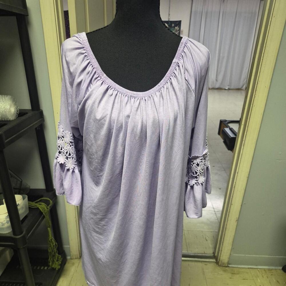 Lavender ruffle sleeve blouse with